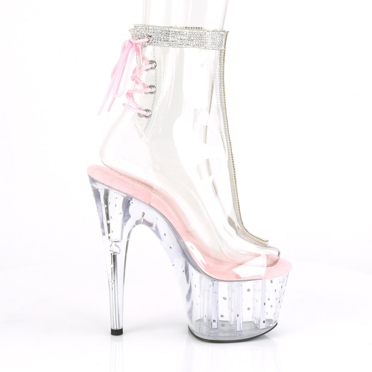 STARDUST-1018C-2RS Pleaser Clear-B Pink/Clear Platform Shoes [Sexy Ankle Boots]