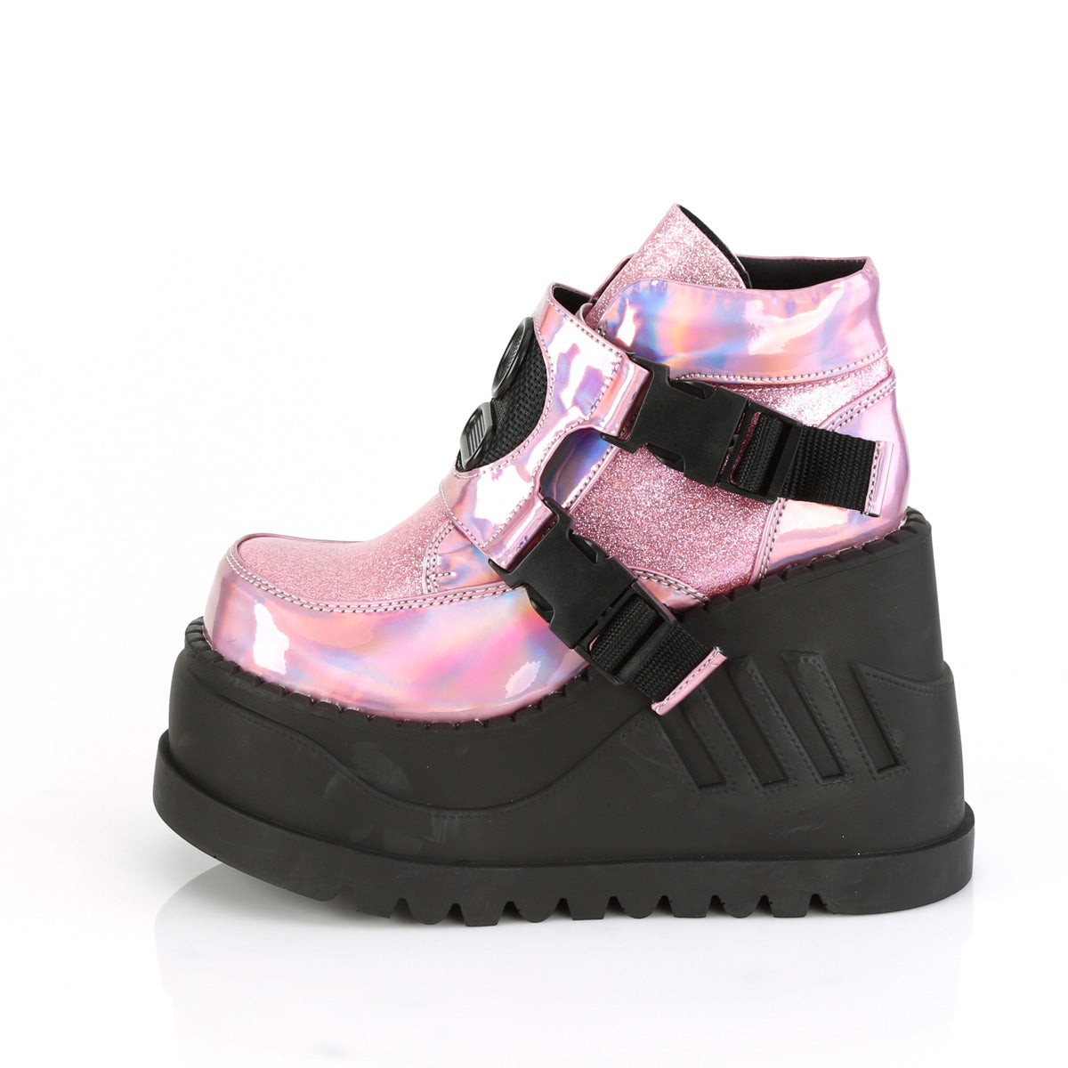 STOMP-15 Demonia Pink Hologram-Glitter Women's Ankle Boots [Alternative Footwear]