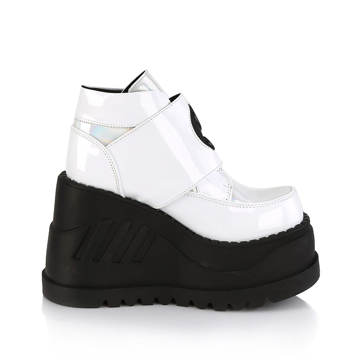 STOMP-15 Demonia White Patentent-Multi Women's Ankle Boots [Alternative Footwear]