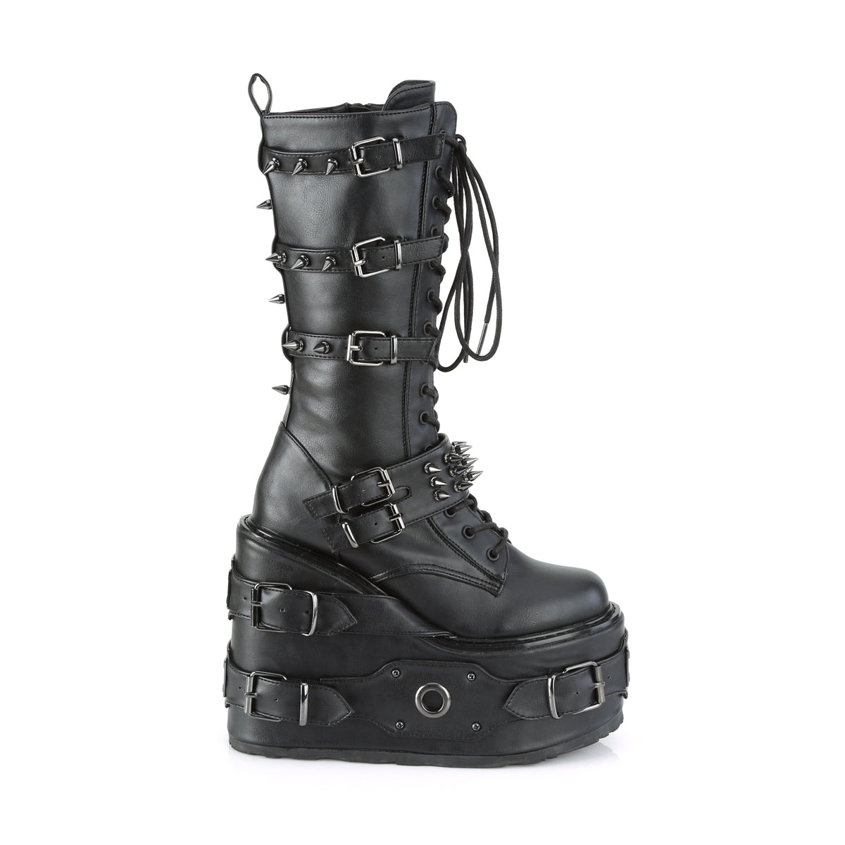 swing 260 demonia footwear blk vegan leather Alternative Chunky Boots
