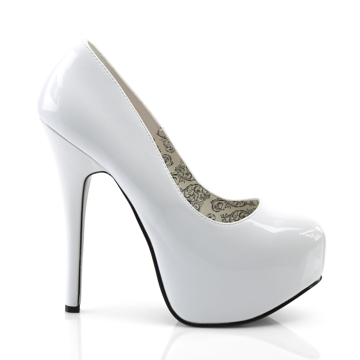 TEEZE-06 Bordello Heels White Patent Shoes [Moulin Rouge Shoes]