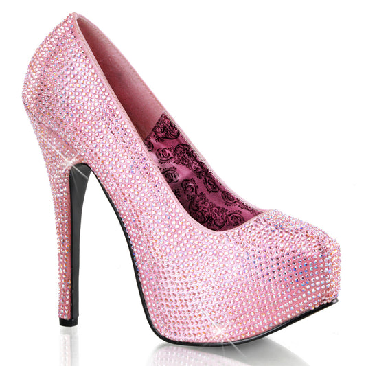 TEEZE-06R Pin Up Girl Shoes Bordello Shoes B. Pink Satin-Irid RS