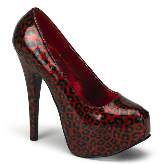 TEEZE-37 Pin Up Girl Shoes Bordello Shoes Red Cheetah Pat