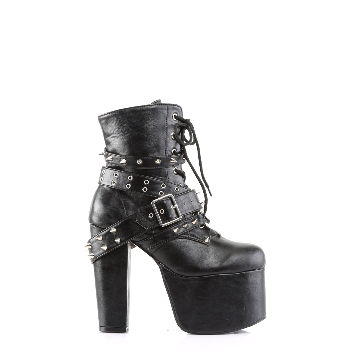 TORMENT-700 Demonia Black Vegan Leather Women's Ankle Boots [Demonia Cult Alternative Footwear]