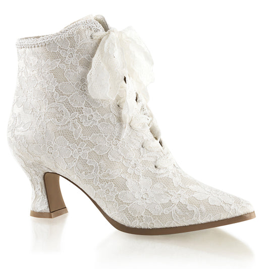 VICTORIAN-30 Exotic Dancing Fabulicious Boots Ivory Satin-Lace