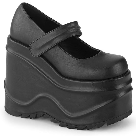 WAVE-32 Alternative Footwear Demonia Women's Heels & Platform Shoes Blk Vegan Leather