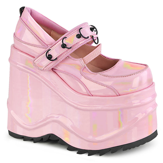 WAVE-48 Alternative Footwear Demonia Women's Heels & Platform Shoes B. Pink Hologram Pat