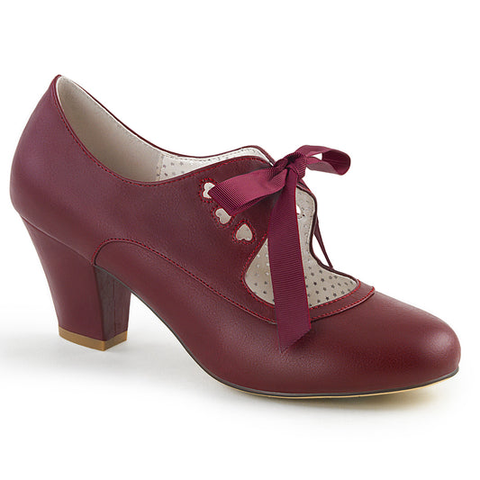 WIGGLE-32 Retro Glamour Pin Up Couture Single Soles Burgundy Faux Leather