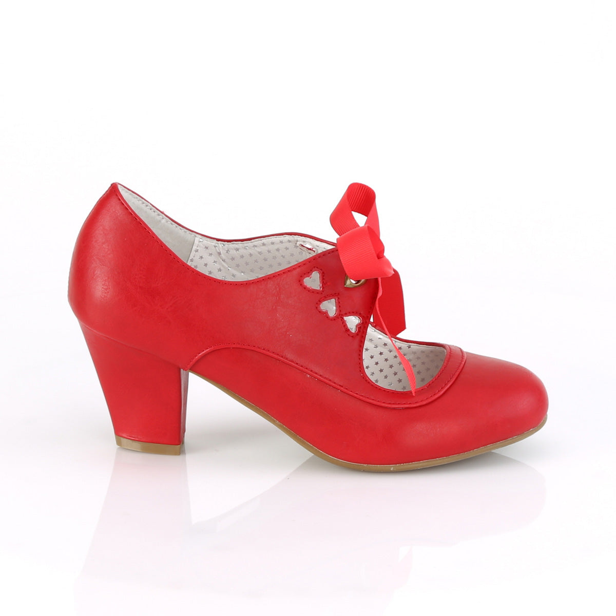 WIGGLE-32 Pin Up Couture Wiggle Red Faux Leather Sexy Single Soles (Retro Heels)