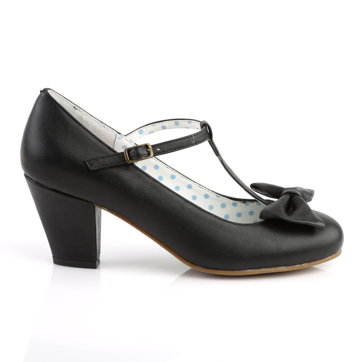 WIGGLE-50 Pin Up Couture Black Faux Leather Single Soles [Sexy Shoes]