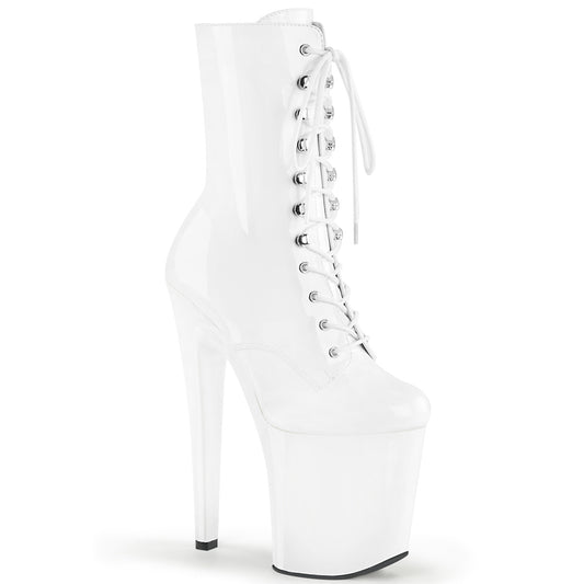 XTREME-1020 Strippers Heels Pleaser Platforms (Exotic Dancing) Wht Pat/Wht