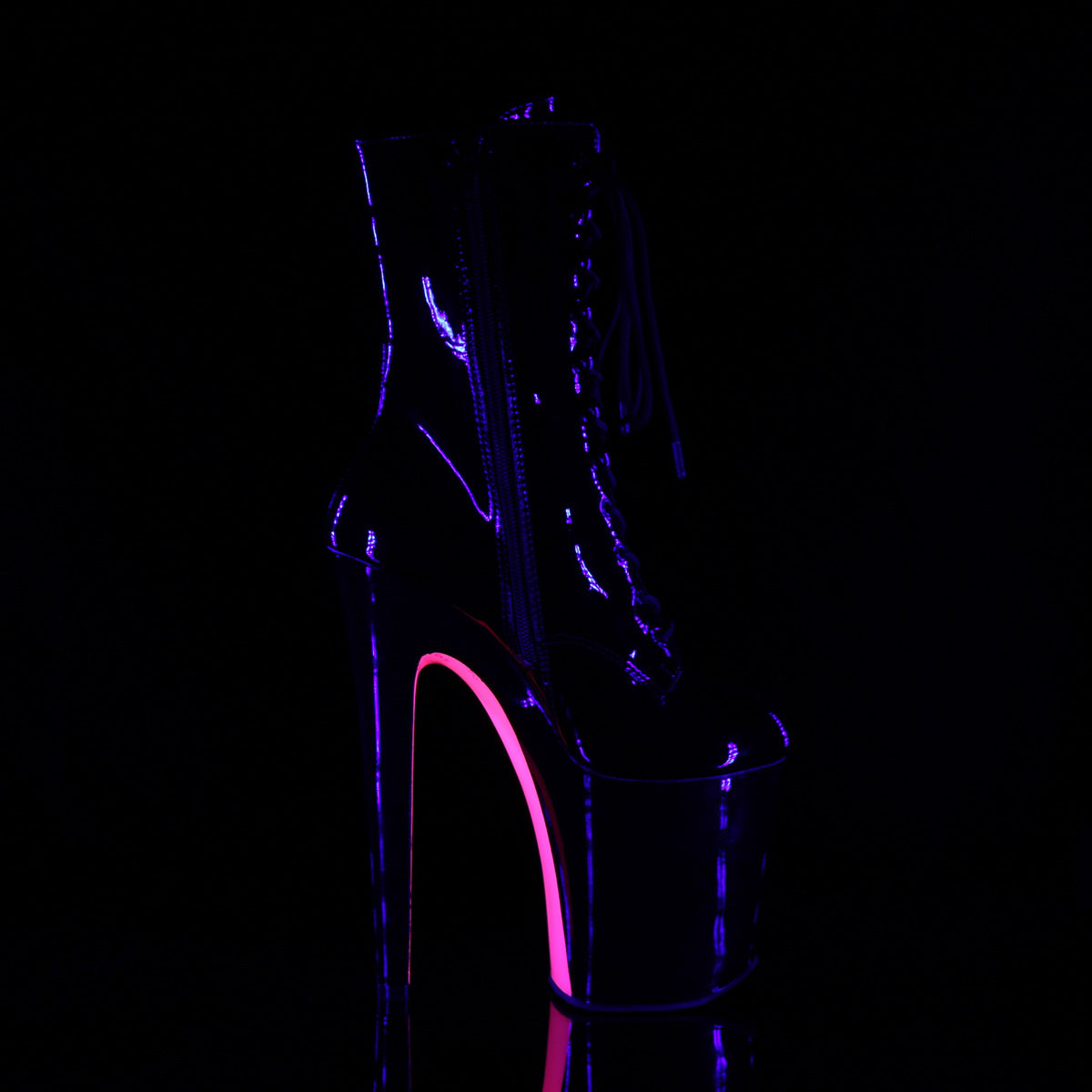 XTREME-1020TT Pleaser Black Patent-Neon H Pink Platform Shoes [Kinky Boots]