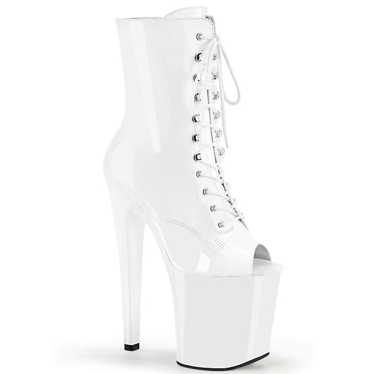 XTREME-1021 Strippers Heels Pleaser Platforms (Exotic Dancing) Wht Pat/Wht