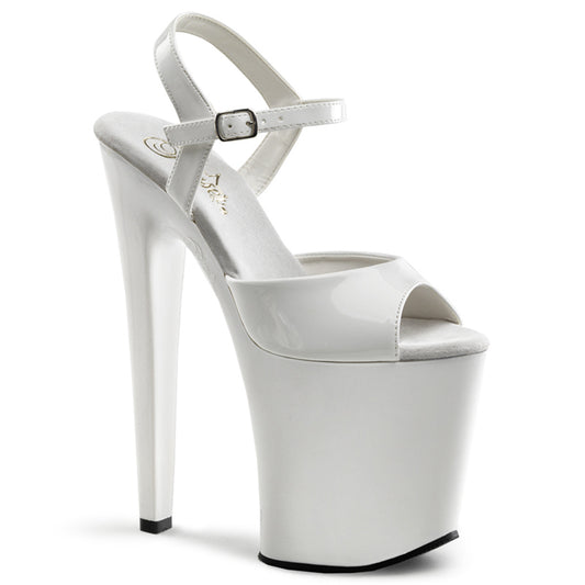 XTREME-809 Strippers Heels Pleaser Platforms (Exotic Dancing) Wht Pat/Wht