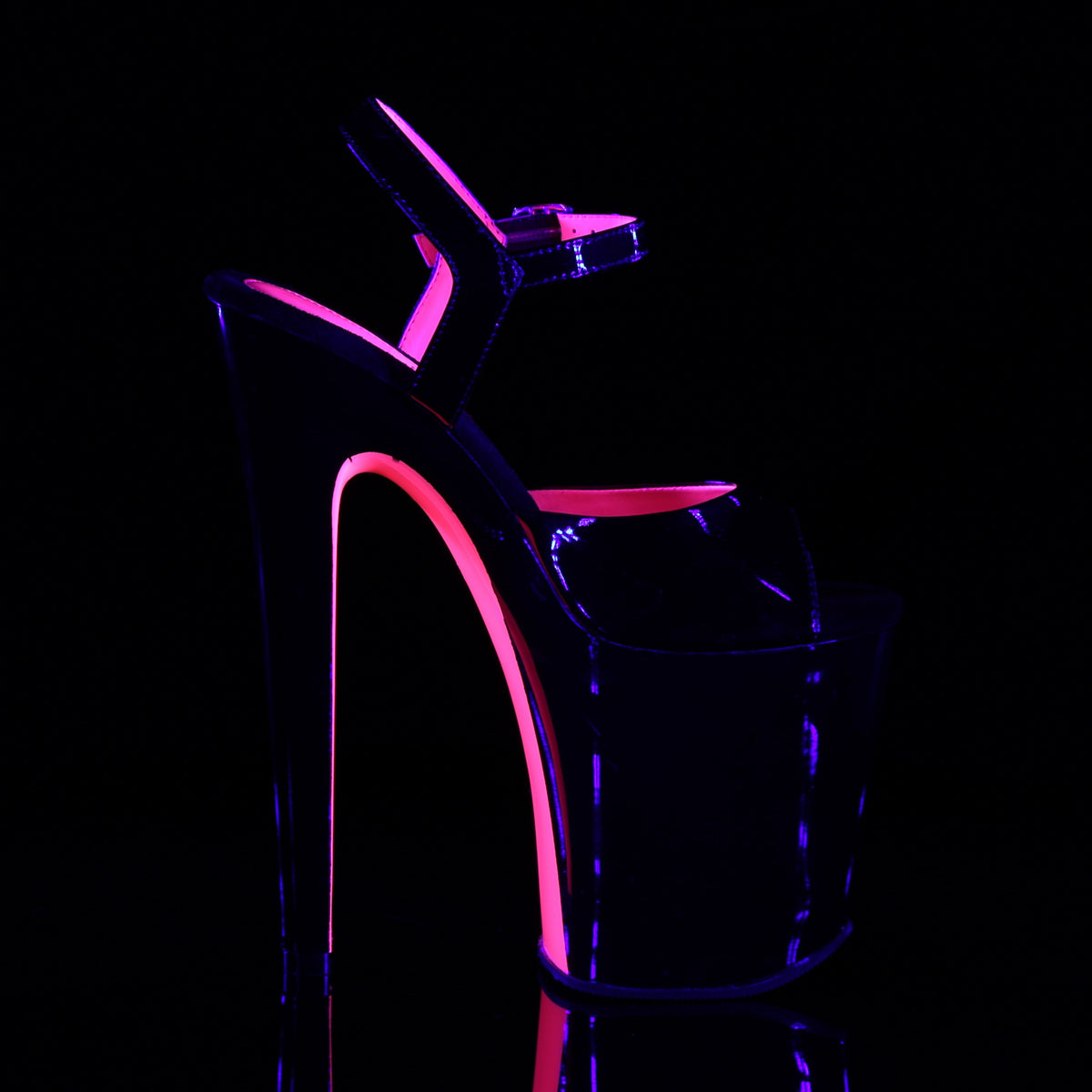 XTREME-809TT Pleaser Black Patent-Neon H Pink/Black Platform Shoes [Exotic Dancing Shoes]