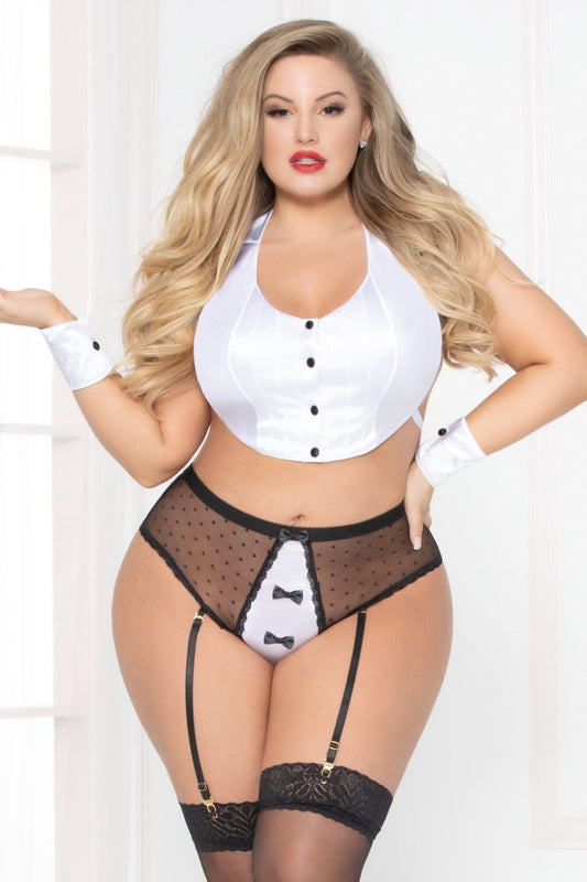 STM10932XP Bedroom Lingerie Seven Til Midnight Three Piece Tuxedo Set