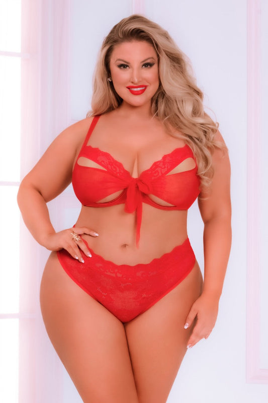 STM11051XP Seven Til Midnight Red Plus Size Bra Set