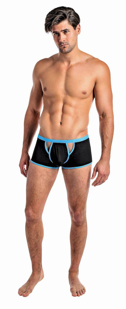MP141230 Malepower Cutout Mini Short - Turq/Black Turq Black