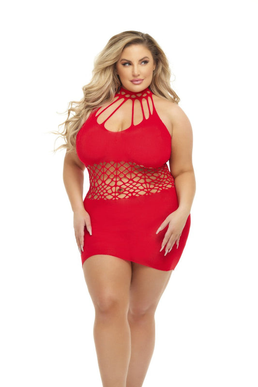 PL25123X Red Cutout Mini Dress