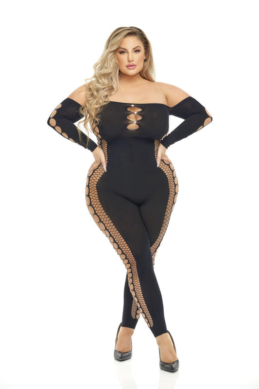 PL27057X Black Cutout Bodystocking