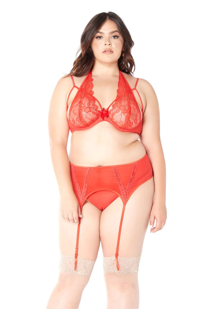 GL34039X GLITTER Catching Fire Bra Set - Red