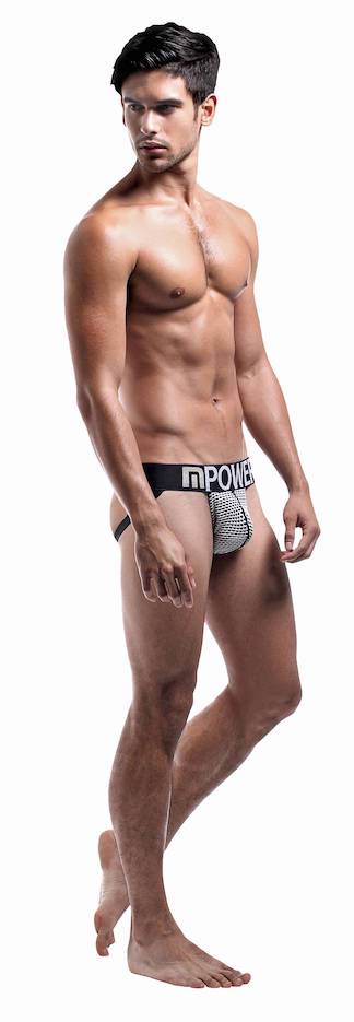 MP389215 Malepower Jock - White/Black Small Medium White Black