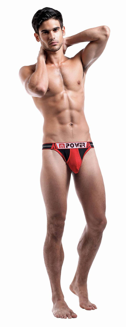 MP420220 Malepower Pocket Thong - Black/Red