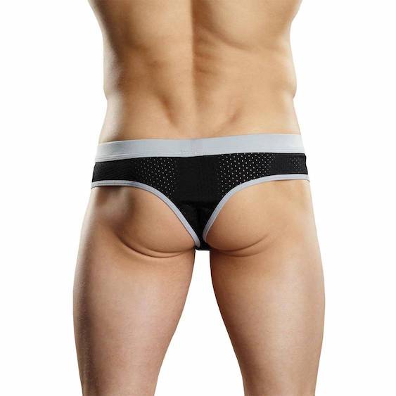 MP432202 Malepower Sport Thong - Black/Grey