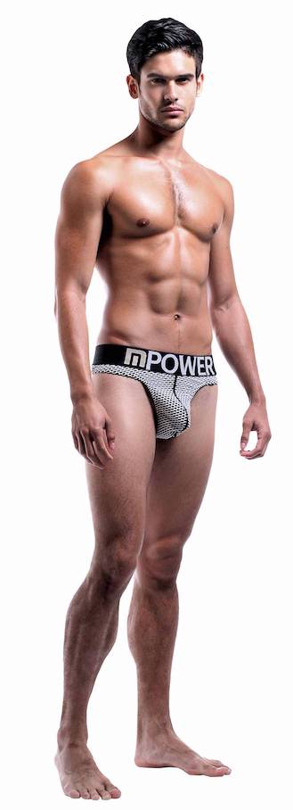 MP438215 Malepower Lo Rise Thong - White/Black