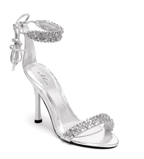 457-CLAUDIA Ellie Silver Pu High Heel Alternative Footwear Discontinued Sale Stock