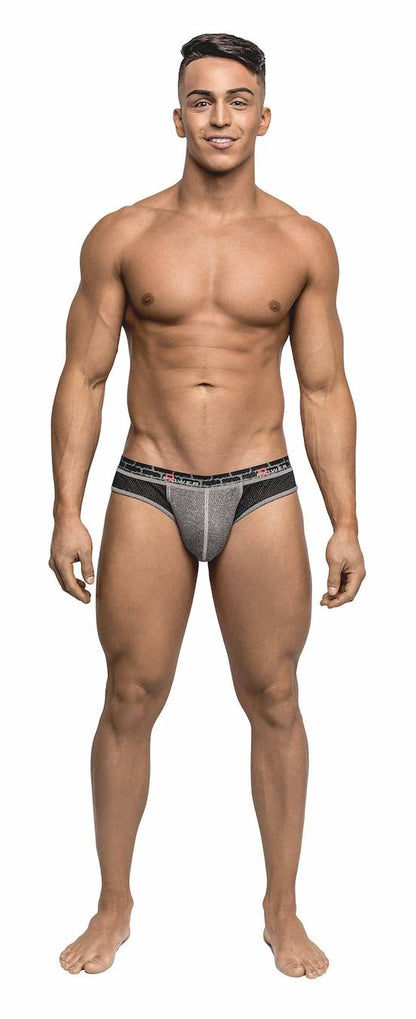 MP466237 Malepower Thong Reversible - Black/Grey Small Medium Black Grey