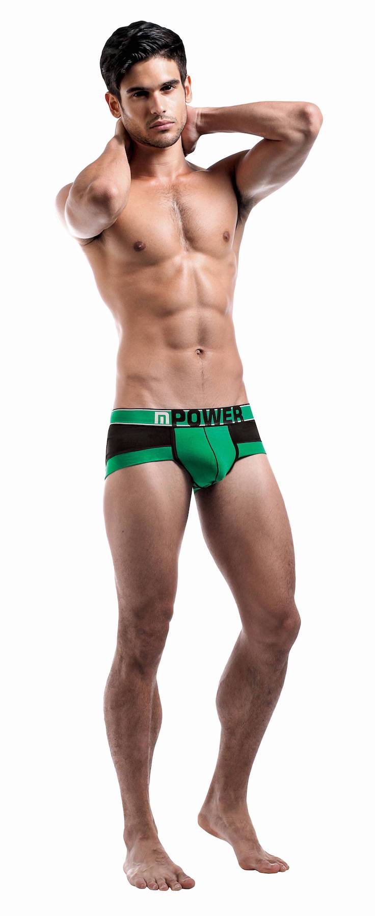 MP481221 Malepower Fullback Bikini - Black/Green Medium Black Green