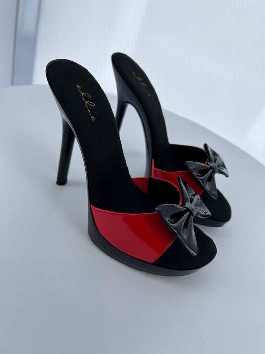 502-KONA Ellie Red/Blk High Heel Alternative Footwear Discontinued Sale Stock 3 uk (36 Europe - 6 Usa) Red blk