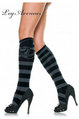 LA5573 Leg Avenue Black Skull Knee High Socks