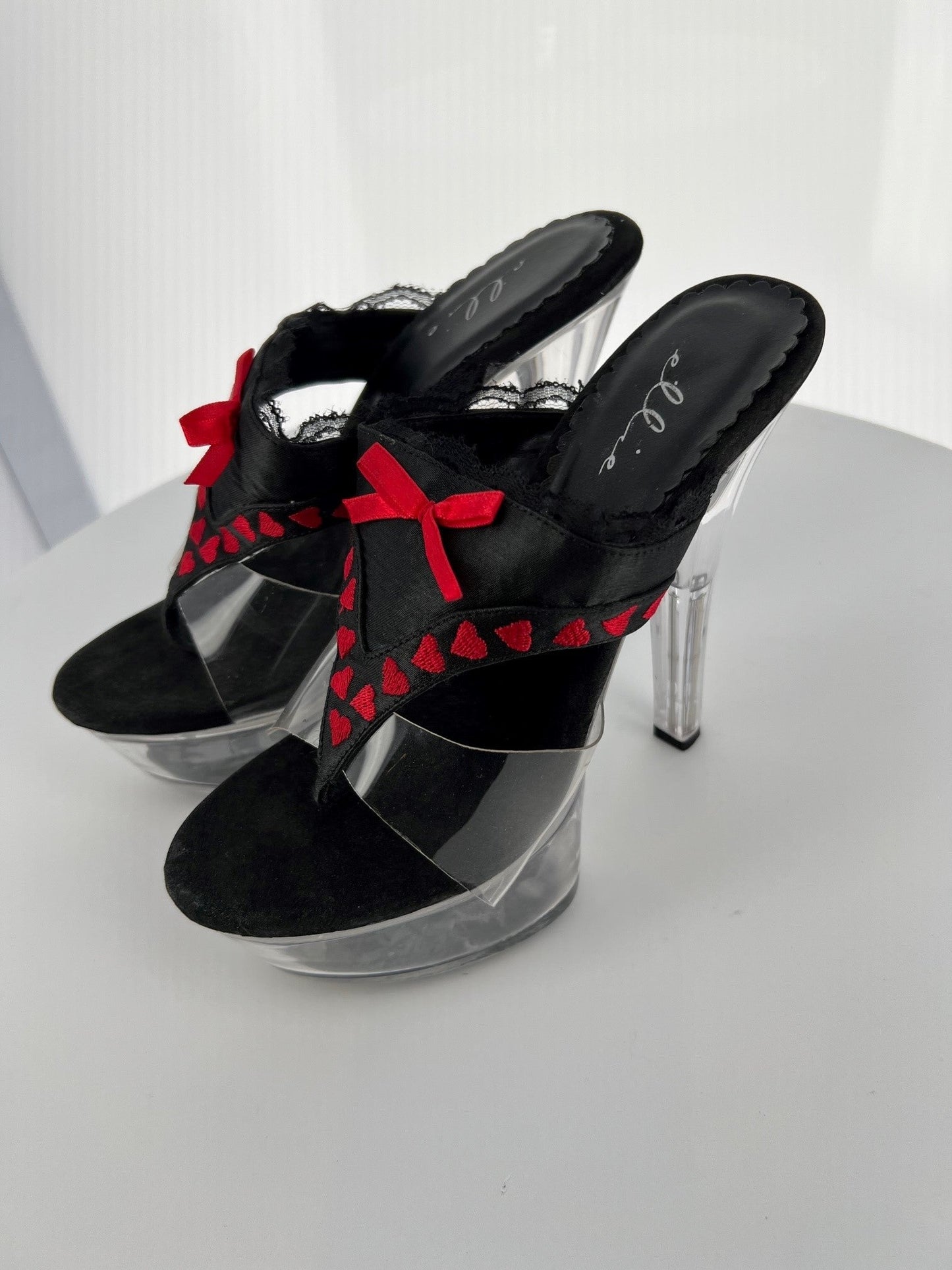 601-THONG Ellie Black Pu High Heel Alternative Footwear Discontinued Sale Stock 6 uk (39 Europe - 9 Usa) Black Pu
