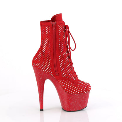ADORE-1020RM Pleaser Footwear Bling Lace Up Boots with Glitter Platforms
