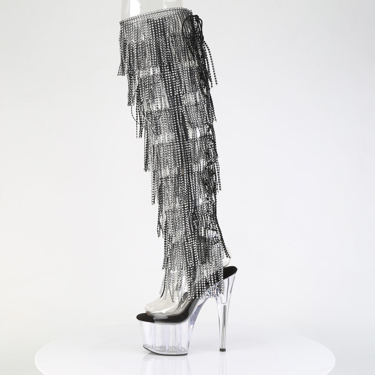 adore 3019c rsf 7 inch heel silver fringes pole dancing thigh highs 1