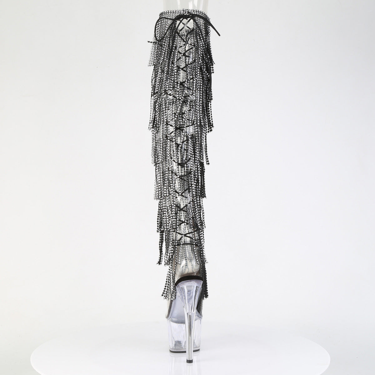 adore 3019c rsf 7 inch heel silver fringes pole dancing thigh highs 1