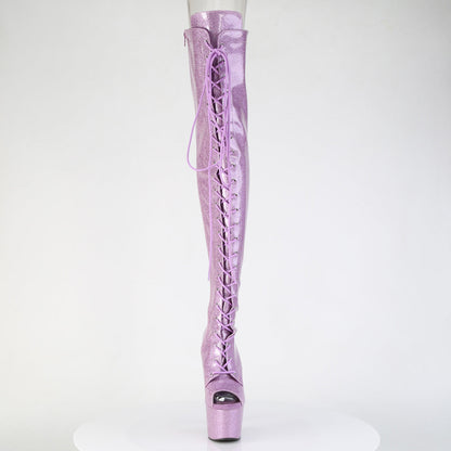 adore 3021gp lilac glitter pleaser pole dancing thigh high boots