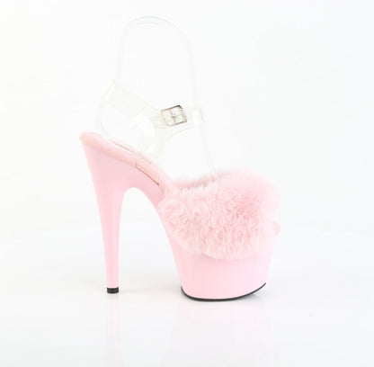 ADORE-708FUR Pleaser Peep Toe Fluffy Faux Fur Ankle Strap Platform Heels