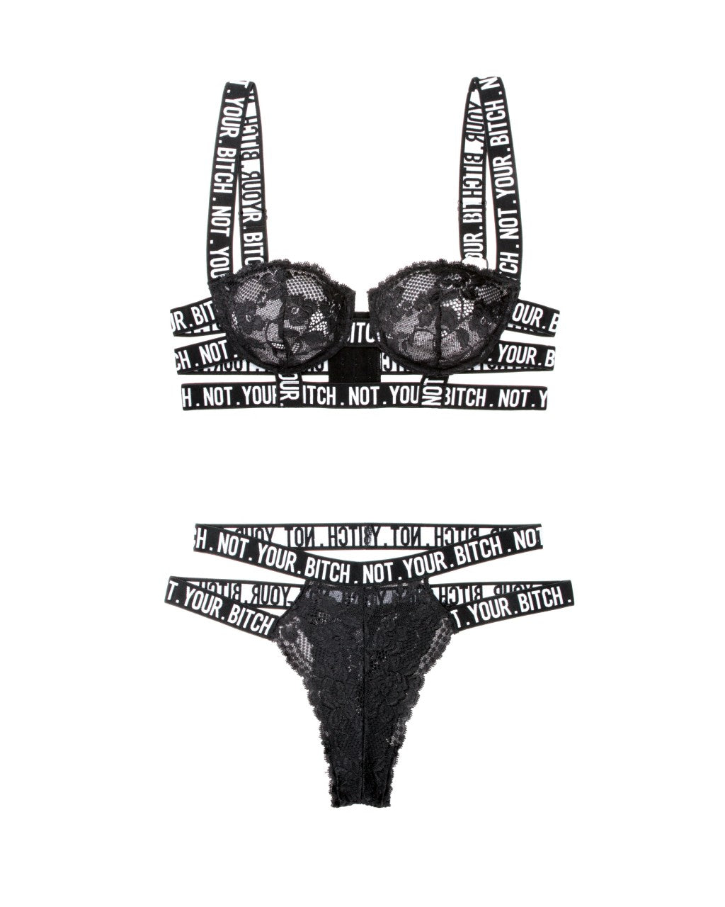 FL-AF901 Sexy Not Your Bitch Lace Bra & Cutout Panty Set Fantasy Lingerie