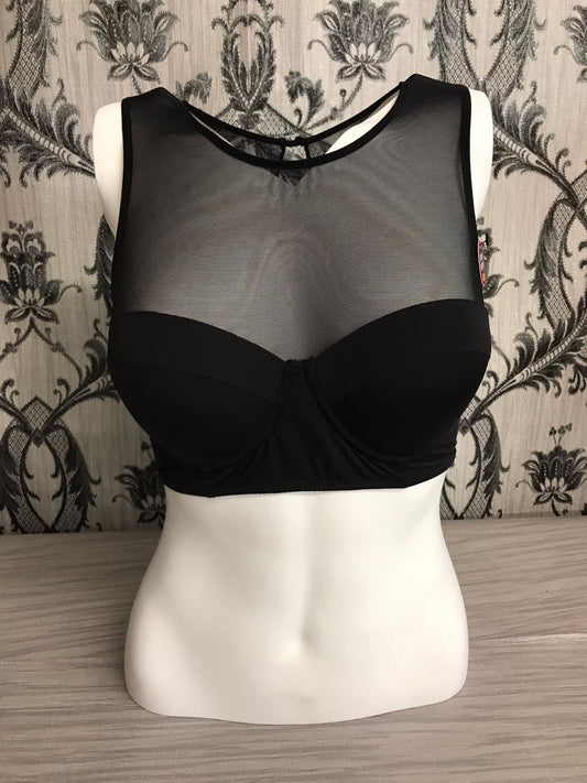 B24978-BLK She Meshed Up Longline Bra