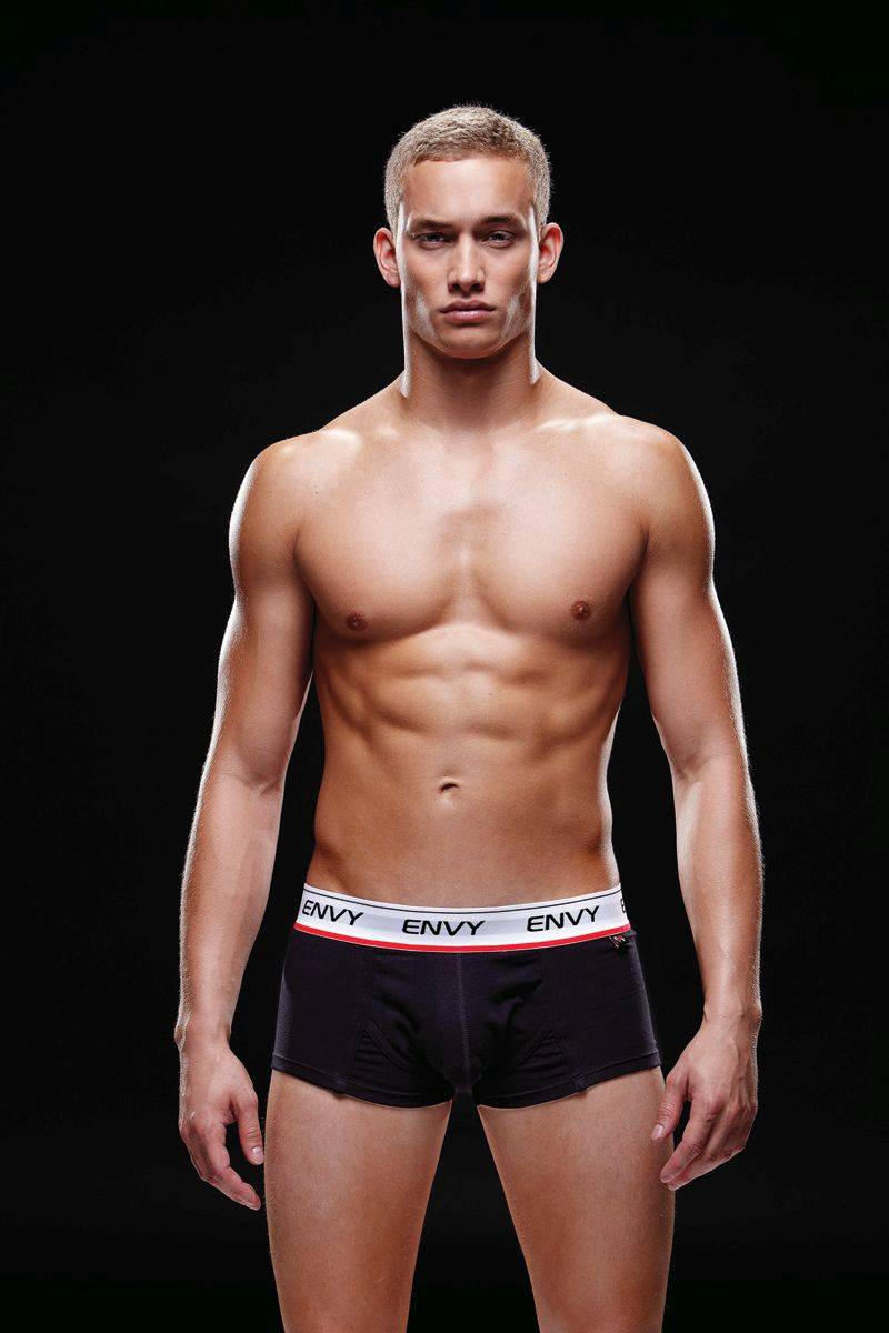 BEV006 Envy Menswear Logo Elastic, Low-Rise Brief Small Medium Black