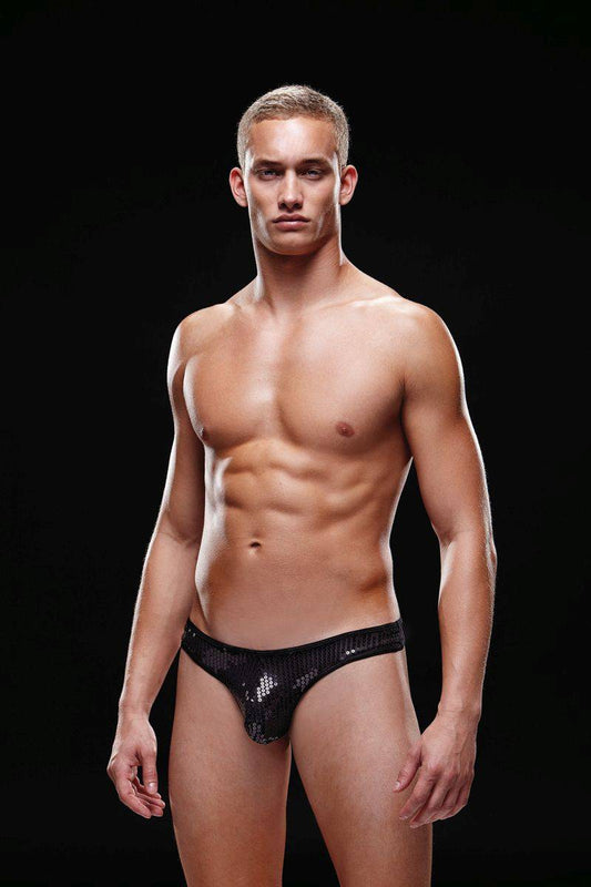 BEV032 Envy Menswear Sequin Low-Rise Thong