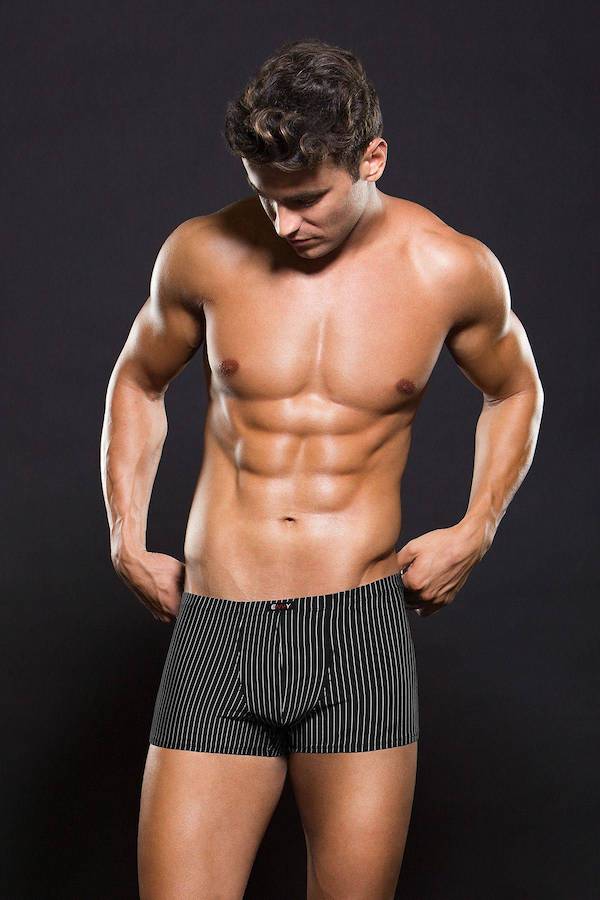 BEV041 Envy Menswear Microfiber Boxer White Pinstripe Small Medium Black