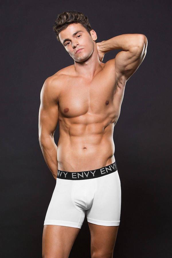 BEV045 Envy Menswear Micro LowRise Logo Elastic Boxer Small Medium White
