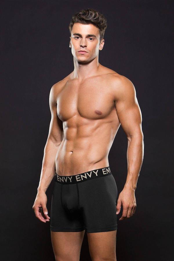 BEV045 Envy Menswear Micro Low Rise Logo Elastic Boxer Small Medium Black