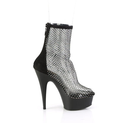 DELIGHT-1009 Pleaser Black 6 Inch Stratement Ankle Boots