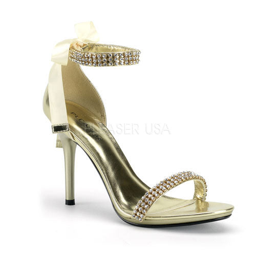 ENCHANT-34 Pleaser Gold Metallic PU High Heel Sandals Discontinued Sale Stock
