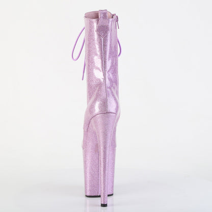 FLAMINGO-1040GP Pleaser Lilac Glitter 8 Inch Pole Heels Ankle Boots